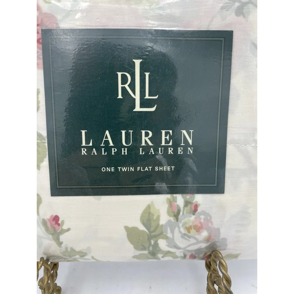 New Ralph Lauren TWIN Flat Meadow Way Faye Floral Rose Sheet NOS‎